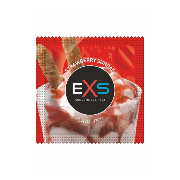 Préservatifs x2 lubrifiés en latex goût sunday fraise 54mm 